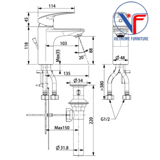 Vòi Rửa Lavabo American Standard WF-0901 Milano Nóng Lạnh