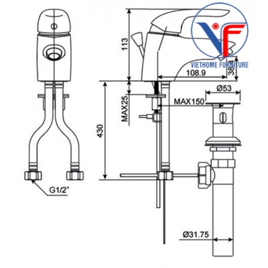 Vòi Lavabo American Standard Saga WF-1501 Nóng Lạnh
