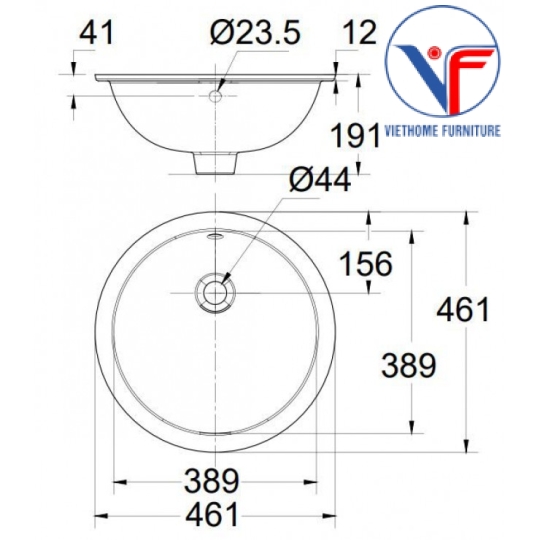 Lavabo American Standard 0433-WT Âm Bàn Tròn