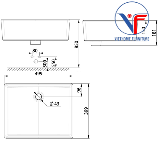 Chậu Lavabo American Square WP-F611 Đặt Bàn