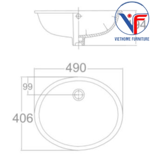 Lavabo American Standard VF-0496 Âm Bàn Ovalyn