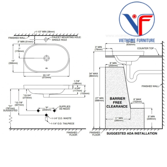 Chậu Lavabo American WP-0310 Studio S Đặt Bàn