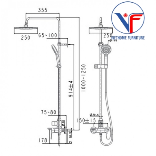 Bộ Cây Sen Phun Mưa American Standard WF-1772 Signature