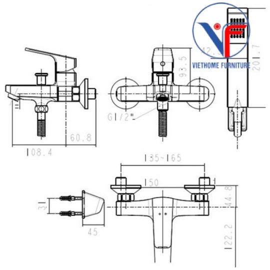Vòi Sen Nóng Lạnh American Standard WF-0411 Concept Square