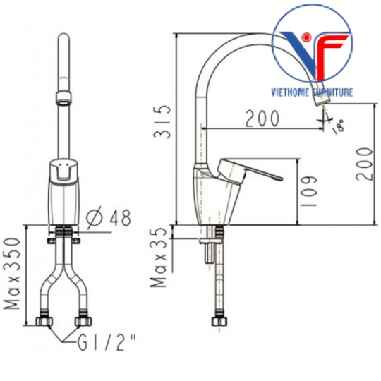 Vòi Bếp American Standard WF-5623 Seva Nóng Lạnh