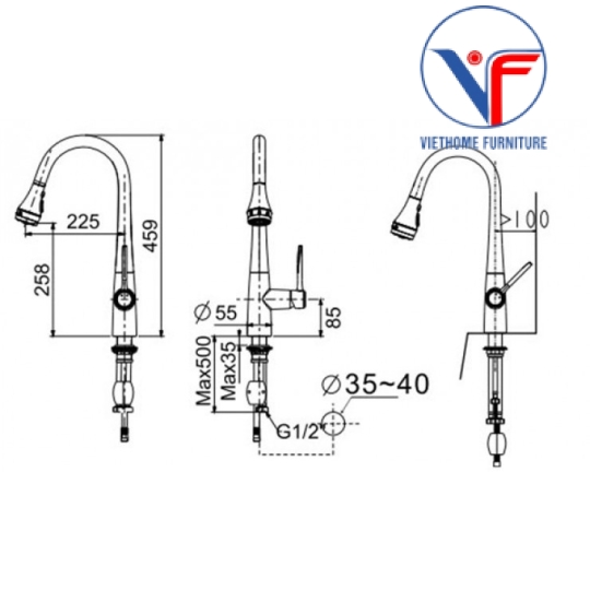 Vòi Bếp American Standard WF-5634 Dây Rút Nóng Lạnh