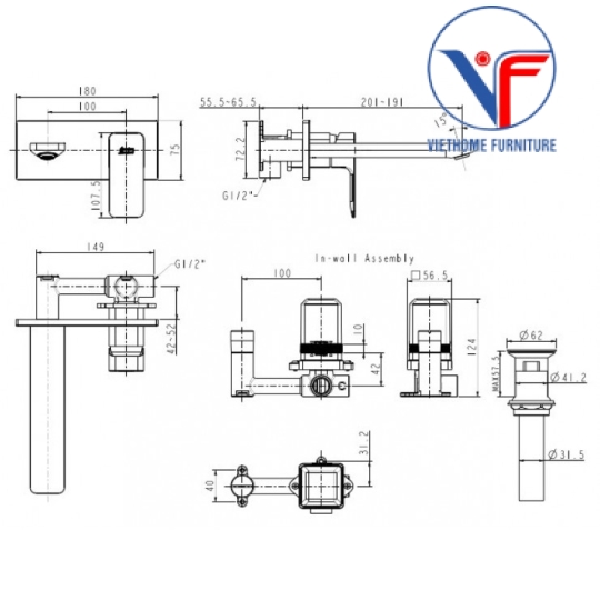 Vòi Lavabo Gắn Tường American Standard WF-1304 Acacia E