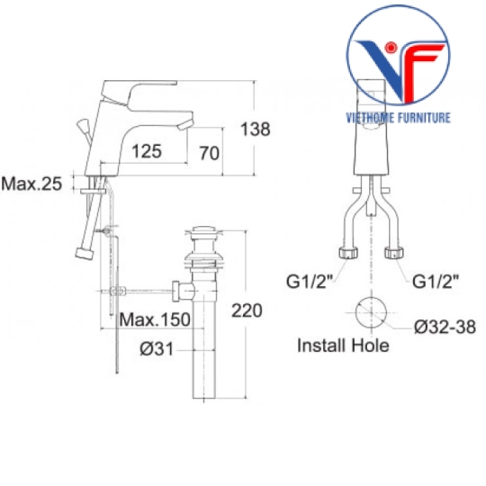 Vòi Lavabo American Standard Acacia E WF-0401 Nóng Lạnh