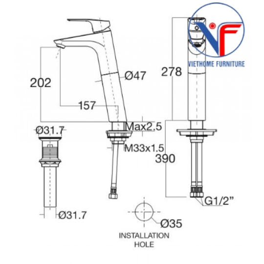 Vòi Lavabo American Standard WF-0303 Nóng Lạnh
