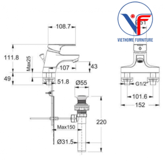 Vòi Lavabo American Standard Concept WF-1401 Nóng Lạnh