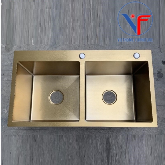 Chậu rửa chén hai hộc AC-8245 phủ nano vàng
