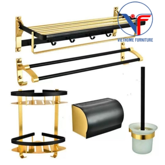BỘ PHỤ KIỆN 5 MÓN PHÒNG TẮM, NHÀ VỆ SINH NHÔM SÁNG