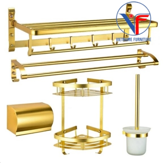 BỘ PHỤ KIỆN 5 MÓN PHÒNG TẮM, NHÀ VỆ SINH NHÔM SÁNG