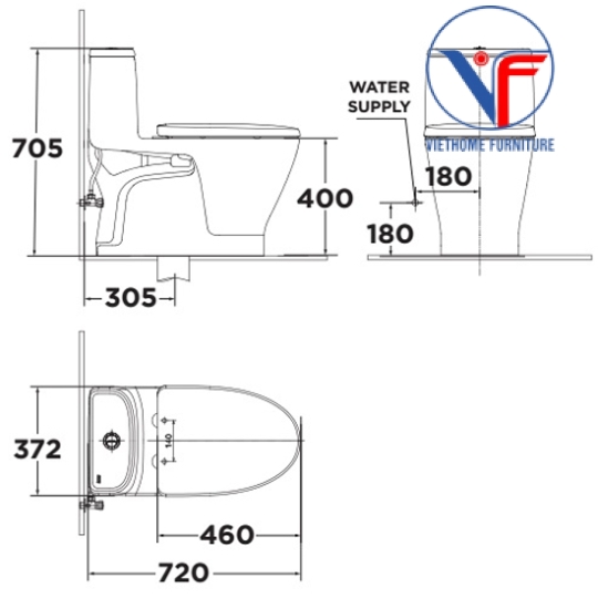 Bồn Cầu American Standard VF-1863 1 Khối LOVEN Xả Xoáy Kép