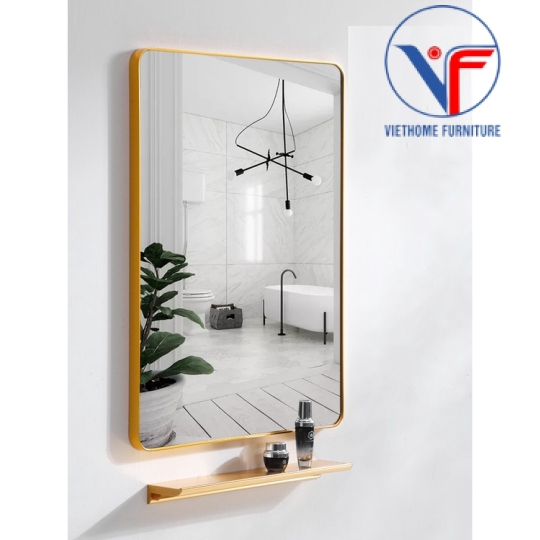 BỘ GƯƠNG VUÔNG VÀ KỆ NGANG MÀU VÀNG