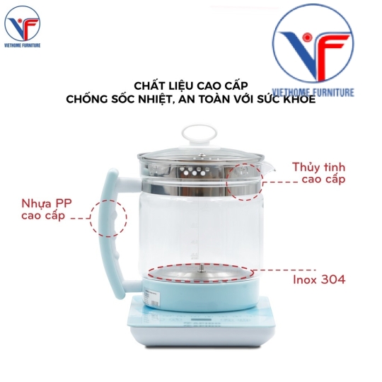 Ấm điện đa năng 1.8L Rapido RMK0818-S , bình siêu tốc thủy tinh chịu nhiệt, BH12 tháng