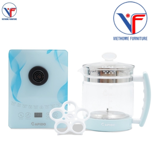 Ấm điện đa năng 1.8L Rapido RMK0818-S , bình siêu tốc thủy tinh chịu nhiệt, BH12 tháng
