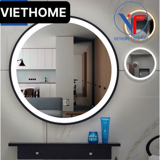 GƯƠNG TRÒN LED VIỀN KIM LOẠI 60CM