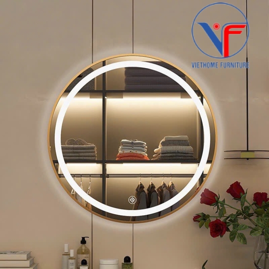 GƯƠNG TRÒN LED VIỀN KIM LOẠI 60CM