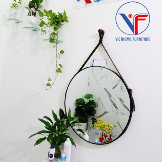 Gương Tròn Dây Da Treo Tường 60cm