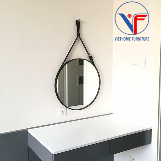 Gương Tròn Dây Da Treo Tường 60cm