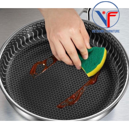 Chảo chống dính 2 mặt 5 lớp inox 316 công nghệ khắc laser tổ ong 28cm