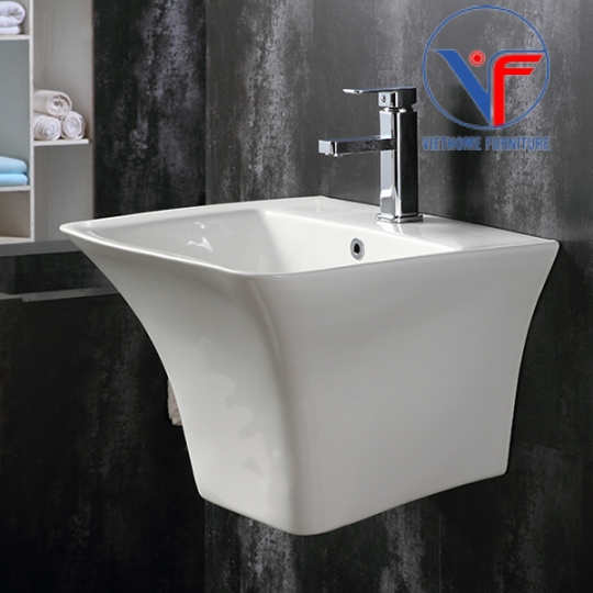 LAVABO VUÔNG LIỀN KHỐI TREO TƯỜNG