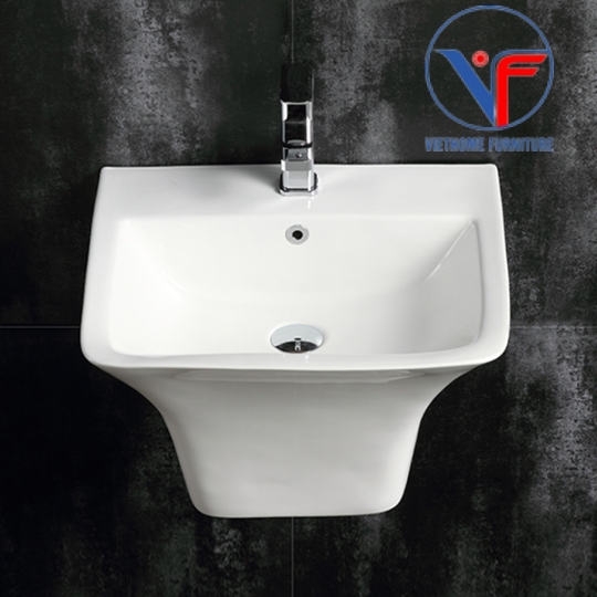 LAVABO VUÔNG LIỀN KHỐI TREO TƯỜNG