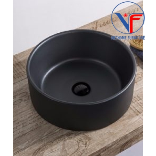 Chậu lavabo tròn đặt bàn màu đen