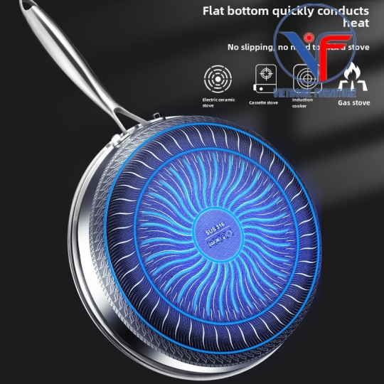 Chảo chống dính 2 mặt 5 lớp inox 316 công nghệ khắc laser tổ ong 28cm