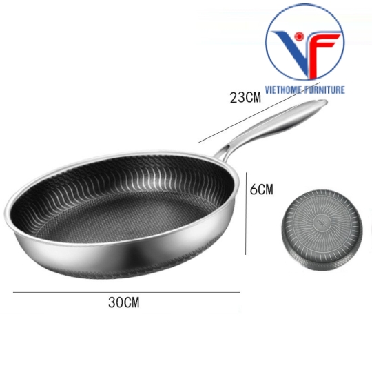 Chảo chống dính 2 mặt 5 lớp inox 316 công nghệ khắc laser tổ ong 30cm