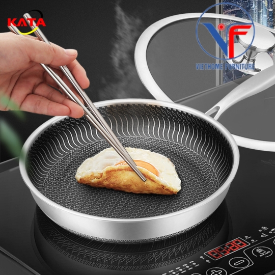 Chảo chống dính 2 mặt 5 lớp inox 316 công nghệ khắc laser tổ ong 30cm