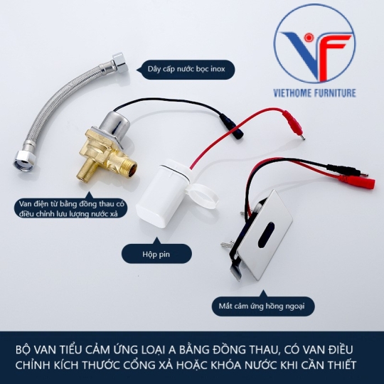 Bộ Van Xả Cảm Ứng Cho Bồn Tiểu Nam - Van Xả Tiểu Tự Động Bằng Đồng Thau