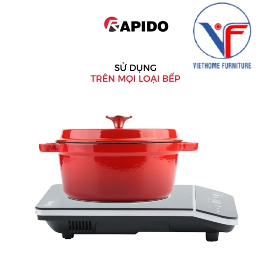 Nồi gang đúc tráng men Rapido cao cấp size 24cm phù hợp mọi loại bếp gia đình