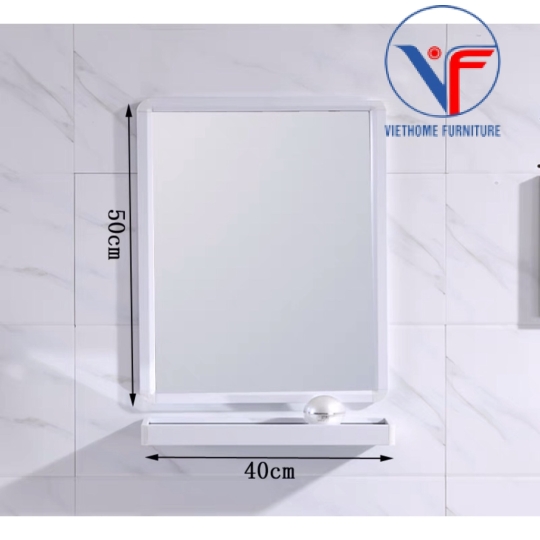 BỘ GƯƠNG VUÔNG VÀ KỆ NGANG VIỀN NHÔM MÀU TRẮNG