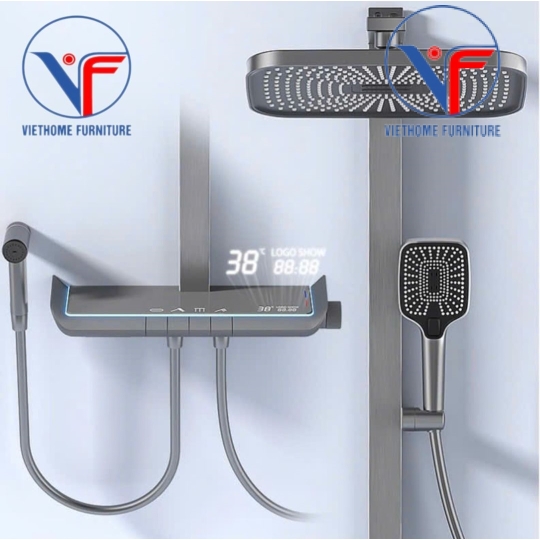 SEN TẮM ĐỨNG NÓNG LẠNH MẶT KÌNH HIỂN THỊ NHIỆT ĐỘ CÓ LED XX12