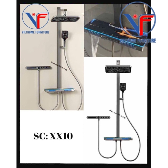 SEN TẮM ĐỨNG NÓNG LẠNH MẶT KÌNH HIỂN THỊ NHIỆT ĐỘ CÓ LED XX10