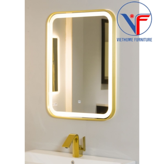 Gương Soi Khung Vàng Đèn Led 50x70cm