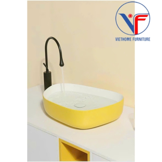 LAVABO - CHẬU RỬA MẶT ĐẶT BÀN ĐÁ MÀU VÀNG