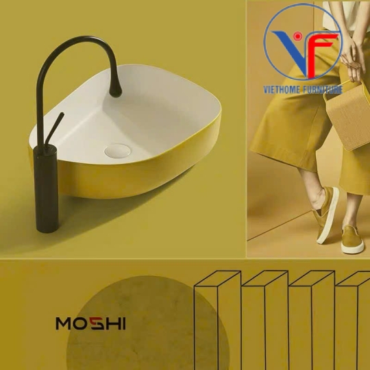 LAVABO - CHẬU RỬA MẶT ĐẶT BÀN ĐÁ MÀU VÀNG