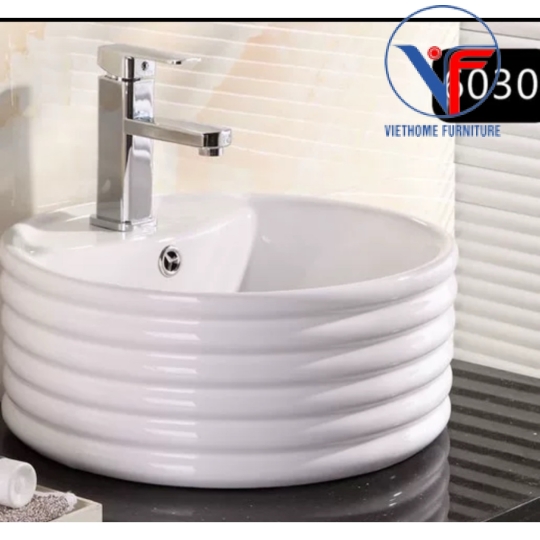 Lavabo đặt bàn dạng ống tròn màu trắng
