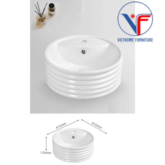 Lavabo đặt bàn dạng ống tròn màu trắng
