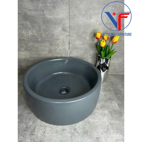 Lavabo đặt bàn hình tròn màu xám