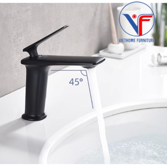 VÒI LAVABO NÓNG LẠNH ĐEN CAO 20CM F47