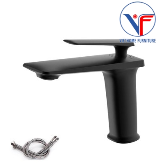 VÒI LAVABO NÓNG LẠNH ĐEN CAO 20CM F47