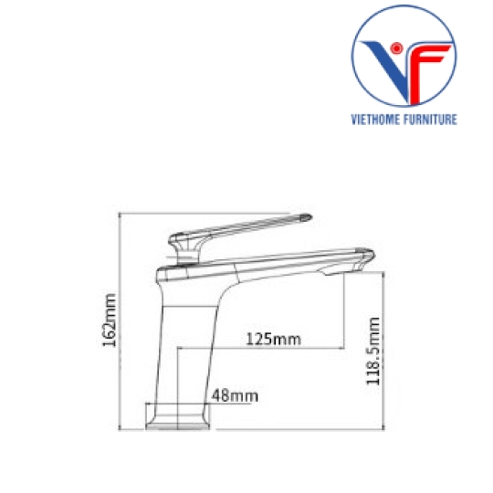 VÒI LAVABO NÓNG LẠNH ĐEN CAO 20CM F47