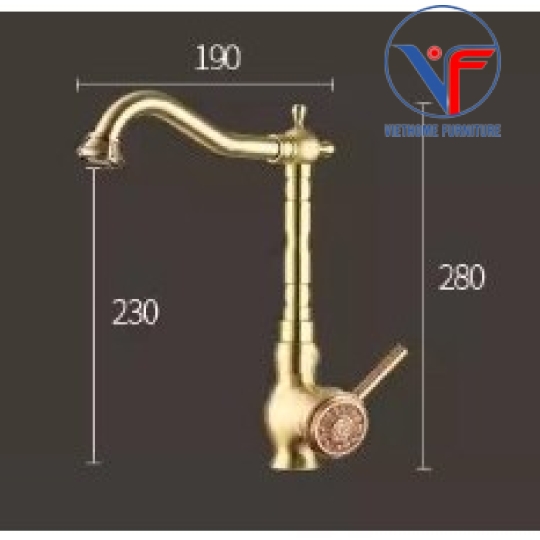 VÒI LAVABO NÓNG LẠNH MÀU ĐỒNG CỔ 30CM T08