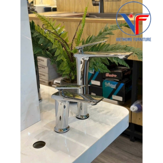 VÒI LAVABO NÓNG LẠNH MẠ CROM 20CM F45