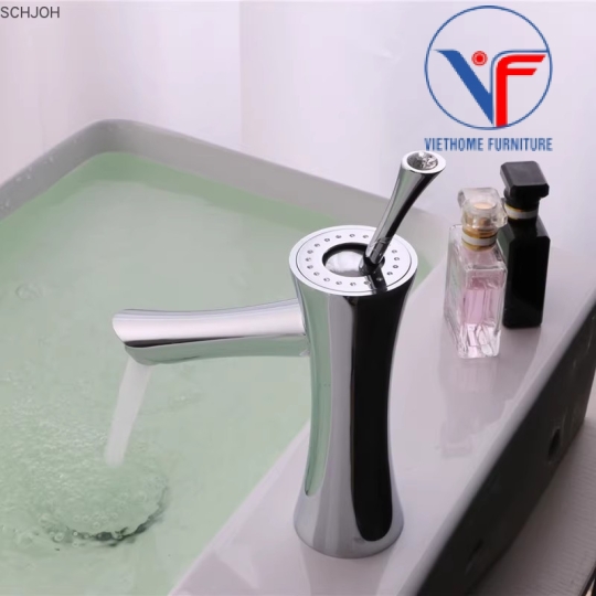 VÒI LAVABO NÓNG LẠNH MẠ CROM TAY CẦM ĐÍNH HẠT 20CM