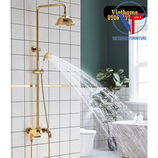 Sen Cây Tắm Đứng Trần Phun Mưa Nóng Lạnh Mạ Vàng Cao Cấp Sang Trọng